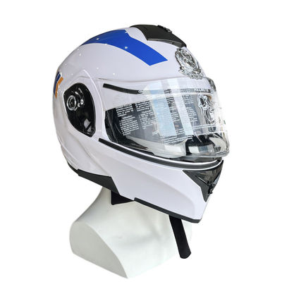 ホワイトABSバイクライディングヘルメット フルフェイスPCシールド 可変