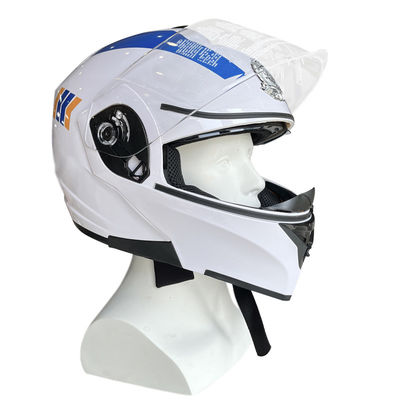 ホワイトABSバイクライディングヘルメット フルフェイスPCシールド 可変