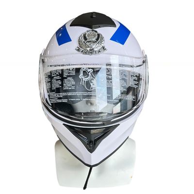 ホワイトABSバイクライディングヘルメット フルフェイスPCシールド 可変