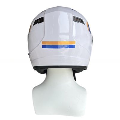 ホワイトABSバイクライディングヘルメット フルフェイスPCシールド 可変