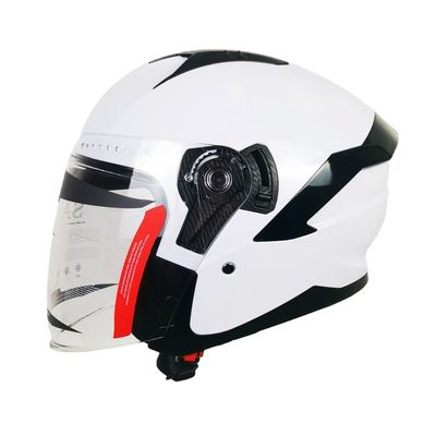 ホワイトABSバイクライディングヘルメット 半面PCシールドとカスタマイズ可能なデザイン