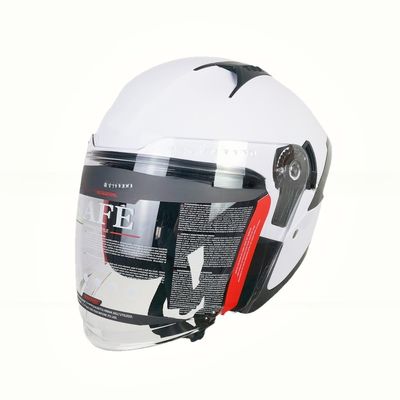 ホワイトABSバイクライディングヘルメット 半面PCシールドとカスタマイズ可能なデザイン
