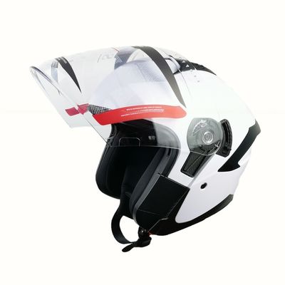 ホワイトABSバイクライディングヘルメット 半面PCシールドとカスタマイズ可能なデザイン